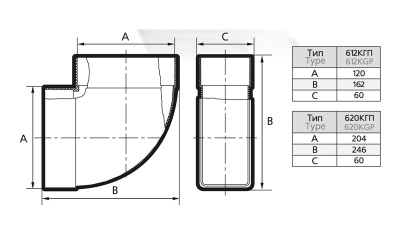 Отвод 90º прямоугольный плоский (пластиковый) ЭРА 612КГП (120х60 мм)